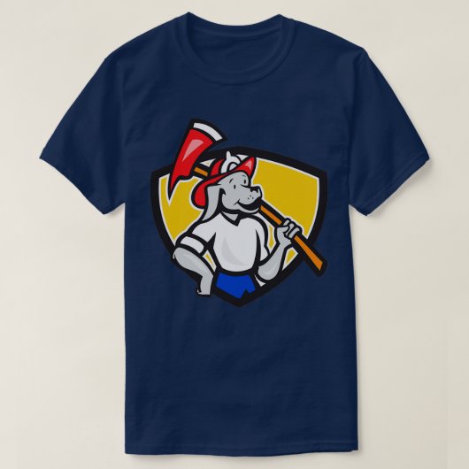 Dog Fireman Fire Ax Shield Cartoon T-shirt (Design voorkant)