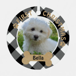 Dog FIRST CHRISTMAS 2-Sided 2-foto Metalen Ornament