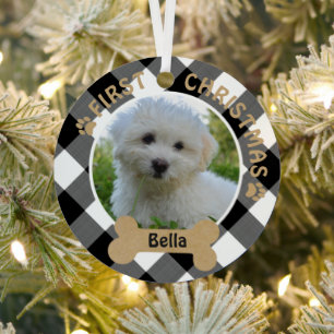 Dog FIRST CHRISTMAS 2-Sided 2-foto Metalen Ornament