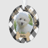 Dog FIRST CHRISTMAS Black White Buffalo Ornament (voorkant)