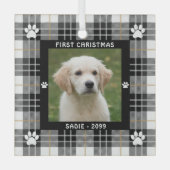 Dog FIRST CHRISTMAS Black White Tan Pset Glas Ornament (Voorkant)