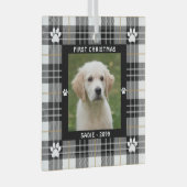Dog FIRST CHRISTMAS Black White Tan Pset Glas Ornament (Voorkant Rechts)