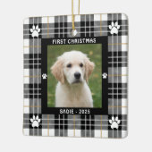 Dog FIRST CHRISTMAS Black White Tan Pset Keramisch Ornament (Links)