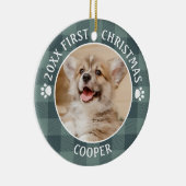 Dog FIRST CHRISTMAS Green Buffalo Keramisch Ornament (Rechts)