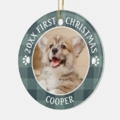 Dog FIRST CHRISTMAS Green Buffalo Keramisch Ornament (Links)