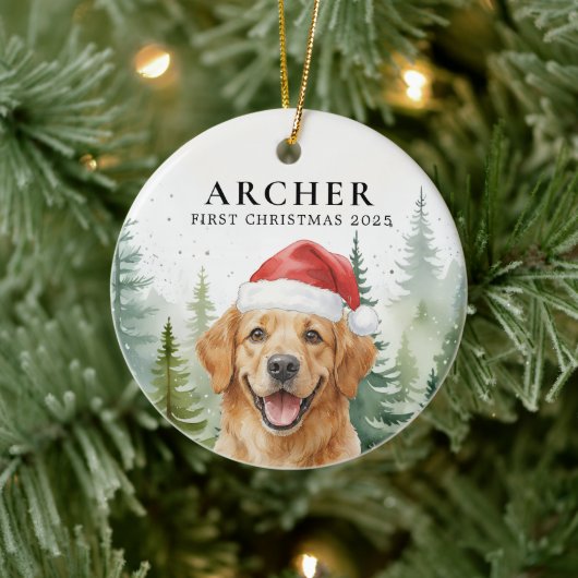 Dog First Christmas Pet Puppy Photo Personalized  Keramisch Ornament (Boom)