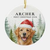Dog First Christmas Pet Puppy Photo Personalized  Keramisch Ornament (Voorkant)