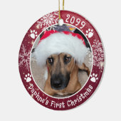 Dog First Christmas Snowflakes 2 Photos Keramisch Ornament (Links)