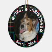 Dog First Kerstmis 2-Photo 2-Sided Pset Keramisch Ornament (Links)