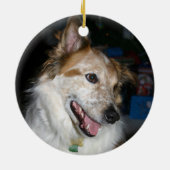 Dog First Kerstmis 2-Photo 2-Sided Pset Keramisch Ornament (Achterkant)