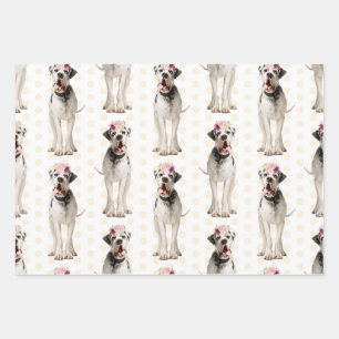 Dog Floral Great Dane Pattern, Dog Fan Gift Inpakpapier Vel