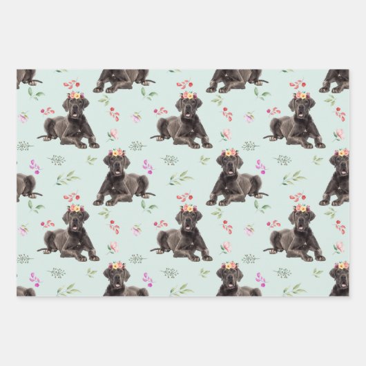 Dog Floral Great Dane Pattern, Dog Fan Gift Inpakpapier Vel (Voorkant 2)