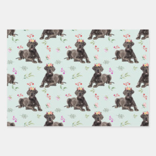 Dog Floral Great Dane Pattern, Dog Fan Gift Inpakpapier Vel