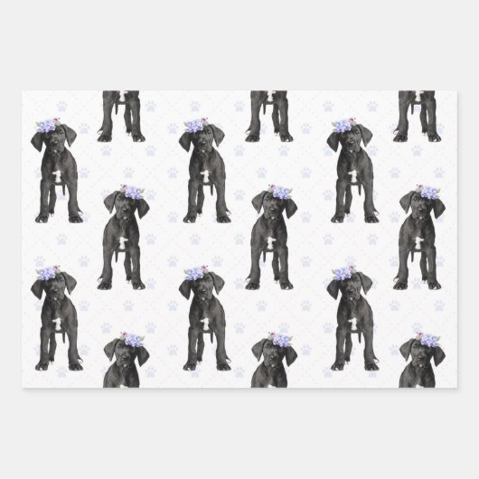 Dog Floral, Great Dane Pattern, Dog mama, Dog Dad Inpakpapier Vel (Voorkant)