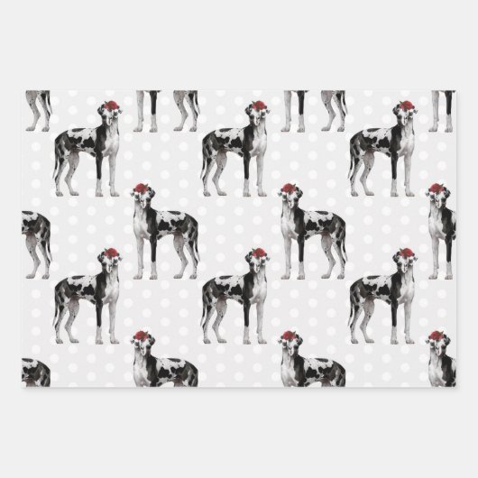 Dog Floral Great Dane Pattern, Hondenliefhebber Inpakpapier Vel (Voorkant 3)