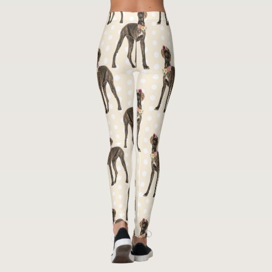 Dog Floral Great Dane Pattern, Hondenliefhebber Leggings (Achterkant)