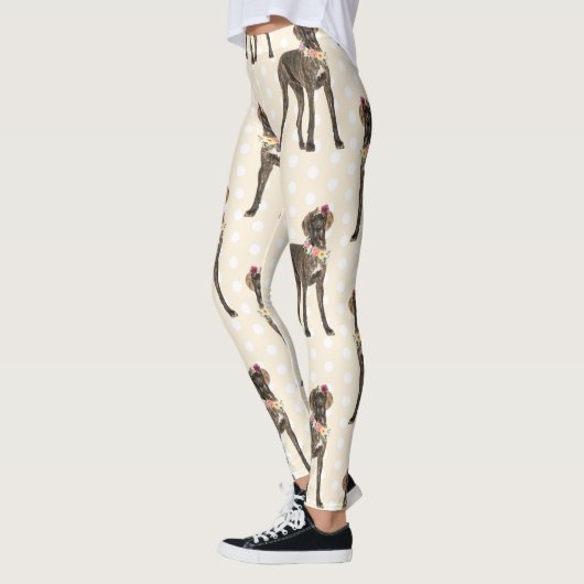 Dog Floral Great Dane Pattern, Hondenliefhebber Leggings (Links)