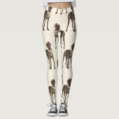 Dog Floral Great Dane Pattern, Hondenliefhebber Leggings (Voorkant)