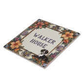Dog & Flowers Custom House Naam Bord Teken Plaque Tegeltje (Zijkant)