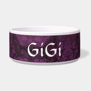 Dog Food Bowl in Paarse Amethyst-naam optioneel Voerbakje