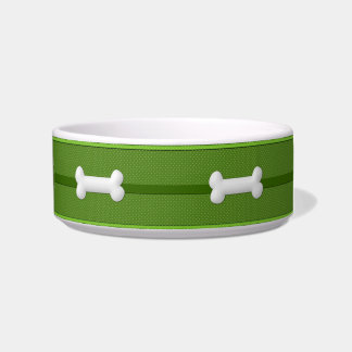 Dog Food Bowl Polkadots Green and White Voerbakje