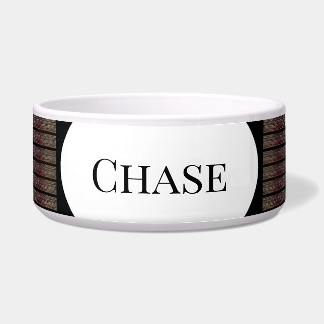 Dog Food Bowl w Black Pattern - HAMbWG Voerbakje (Voorkant)