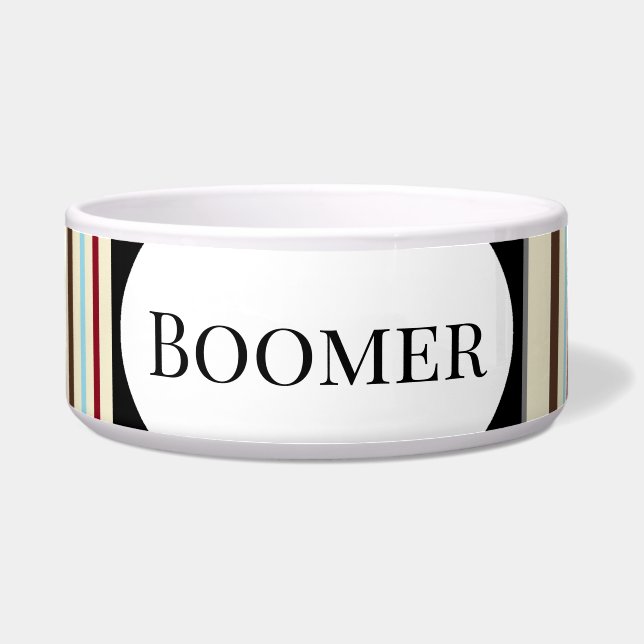 Dog Food Bowl w Stripe Design - HAMbWG Voerbakje (Voorkant)