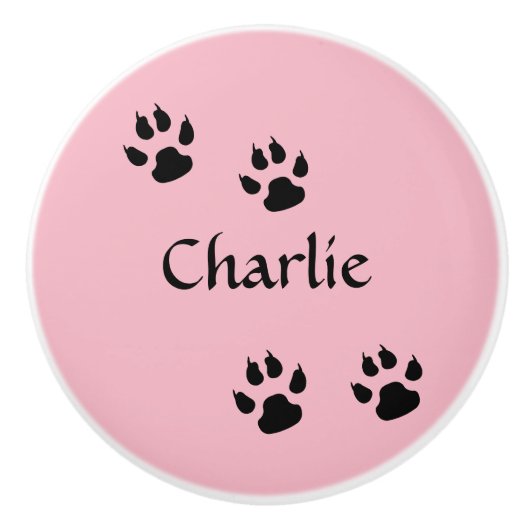 Dog Footprint Keramische Knop (Voorkant)