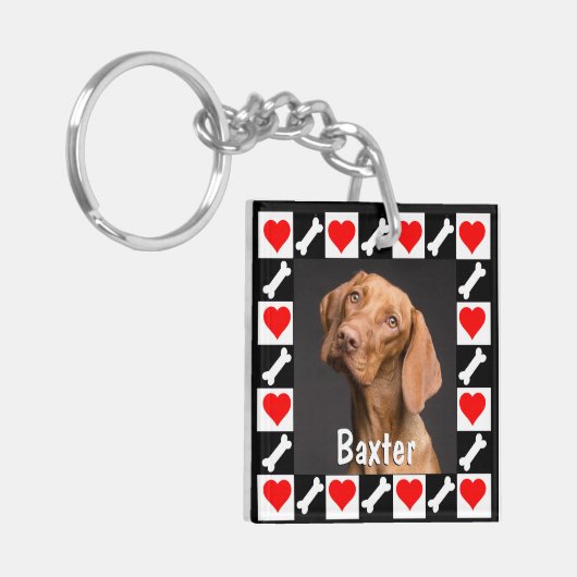 Dog Foto aangepast Afbeelding en tekst Sleutelhanger (Voorkant Links)