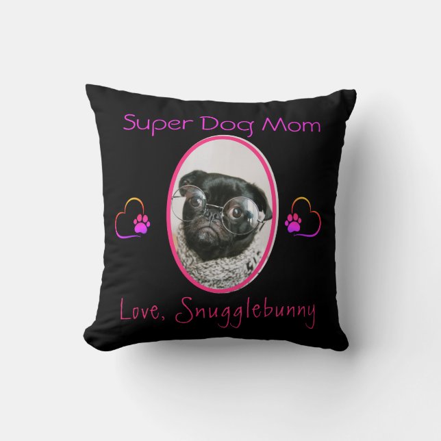 Dog Foto Best Dog Mam Ever Heart Paw Print Kussen (Voorkant)