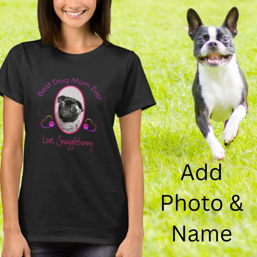 Dog Foto Best Dog Mam Ever Heart Paw Print T-shirt