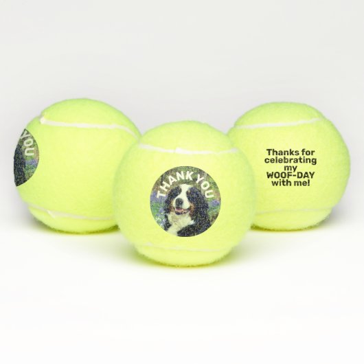 Dog Foto Birthday Favor Dank u persoonlijk Tennisballen (Multi)