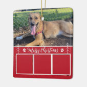 Dog Foto Collage Red met kerstversiering Keramisch Ornament (Links)