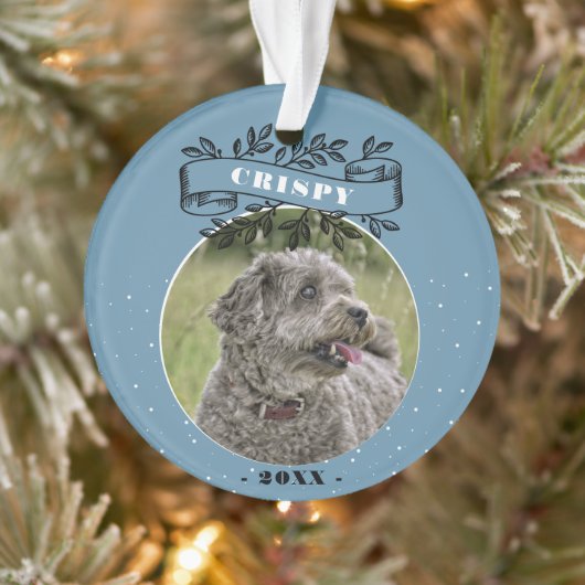 Dog Foto Elegant Ribbon Pet Persoonlijk Ornament (Boom)