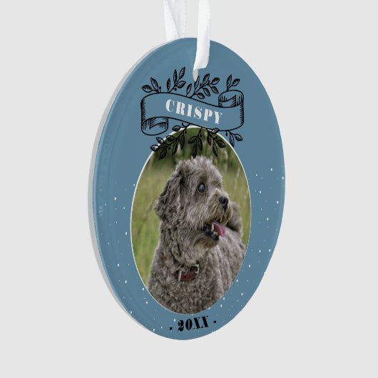 Dog Foto Elegant Ribbon Pet Persoonlijk Ornament (voorkant)