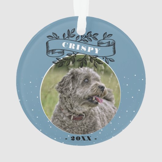 Dog Foto Elegant Ribbon Pet Persoonlijk Ornament (achterkant)
