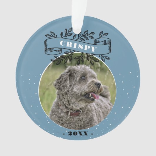 Dog Foto Elegant Ribbon Pet Persoonlijk Ornament (voorkant)