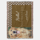 Dog Foto en familienaam Polka Dot Brown Welkom Deken (Voorkant Verticaal)