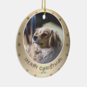 Dog Foto Golden Snowflake Metallic Kerstmis Keramisch Ornament (Rechts)