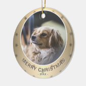 Dog Foto Golden Snowflake Metallic Kerstmis Keramisch Ornament (Links)