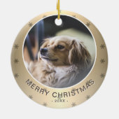 Dog Foto Golden Snowflake Metallic Kerstmis Keramisch Ornament (Achterkant)