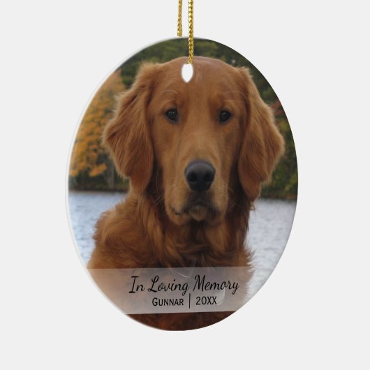 Dog Foto in Loving Memory Name Year Kerstmis Keramisch Ornament (Rechts)