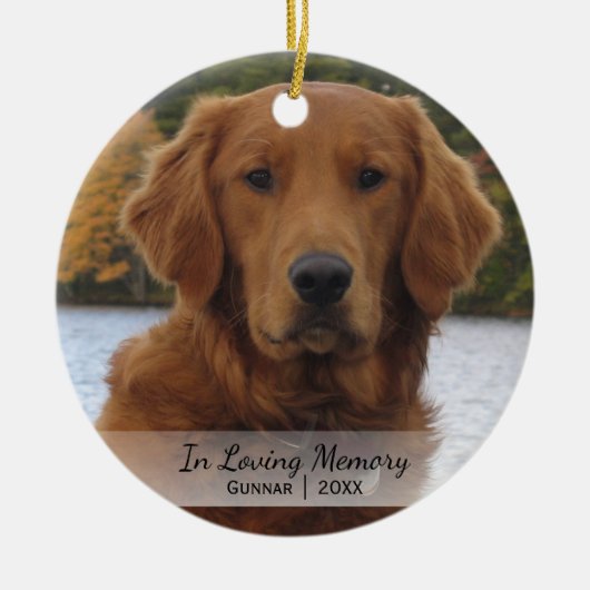 Dog Foto in Loving Memory Name Year Kerstmis Keramisch Ornament (Voorkant)