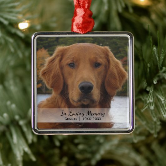 Dog Foto in Loving Memory Name Year Kerstmis Metalen Ornament (Boom)