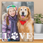 Dog Foto LOVE Personeelsgebonden cute Pet Paw Prin Fotoplaat<br><div class="desc">HOUD! Viel je beste vriend met een aangepaste unieke foto-plak en keepomwille. Verrassend je favoriete hondenliefhebber, of het nu een verjaardag, Moederdag, Valentijnsdag of Kerstmis is met deze leuke foto van de hondenliefde. Deze hondenliefhebber-plaquette Love with paw print is het perfecte cadeau voor jezelf, familie of vrienden, want we weten...</div>