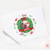 Dog-foto met kerstmis ronde sticker (Envelop)