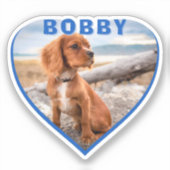 Dog Foto Naam Blue Heart Dog Owner Heart Sticker (Voorkant)