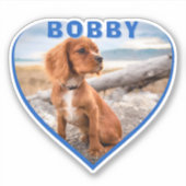 Dog Foto Naam Blue Heart Dog Owner Heart Sticker (Voorkant)