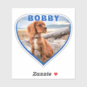 Dog Foto Naam Blue Heart Dog Owner Heart Sticker (Vel)