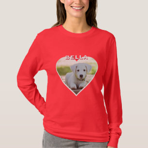 Dog Foto Naam Heart Dog Eigenaar T-Shirt